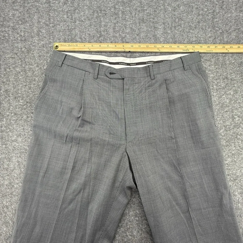 Canali‎ Men's 100% Wool Pleaded Dress Pants Black white Birdseye 38x30